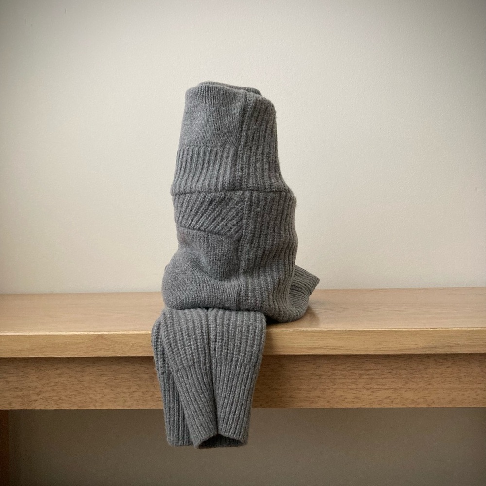 joodito yak wool sweater wrap preppy tie scarf japanese boro ribbed wide gray - Picture 9 of 12